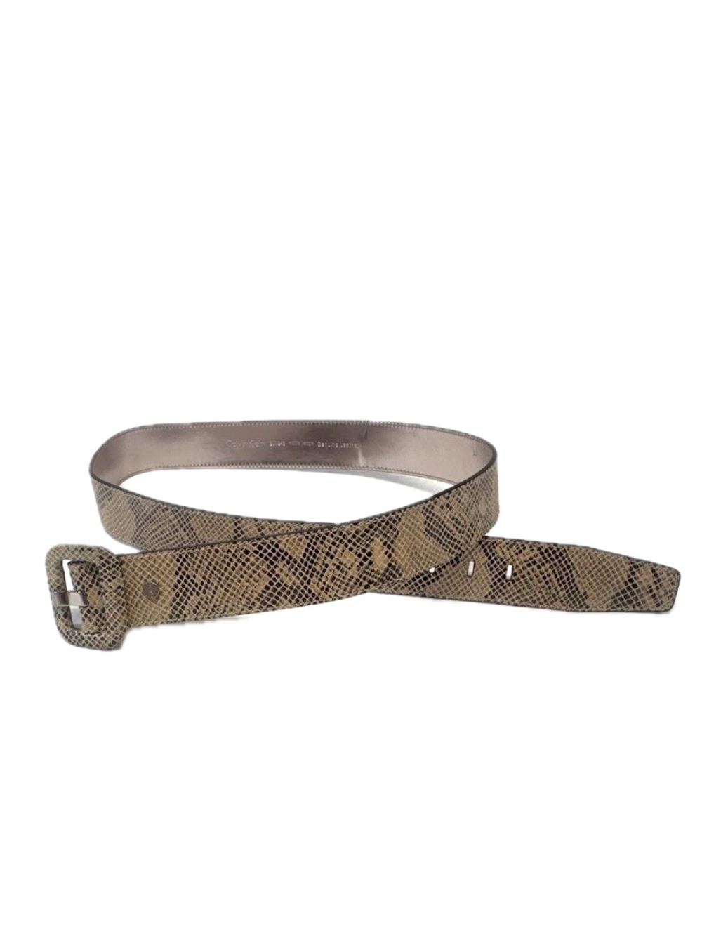 Calvin Klein Snakeskin Print Leather Belt Sz 42 / XL Unisex 48"